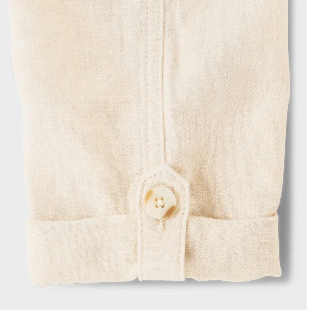 Gymboree Boys Linen Blend Roll Cuff Pants Cream Size 4T
